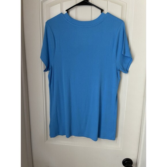A New Day Women's XXL  T-Shirt Blue Short Sleeve Ribbed New - Picture 2 of 2